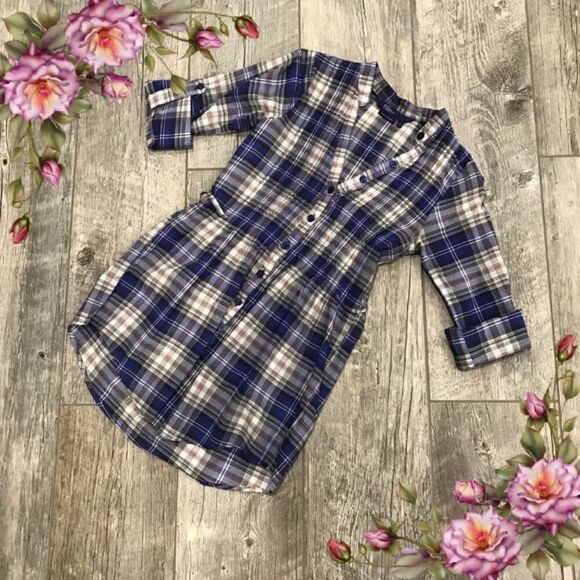 Miley Cyrus MaXazria plaid button down shirt / tunic - Picture 1 of 11